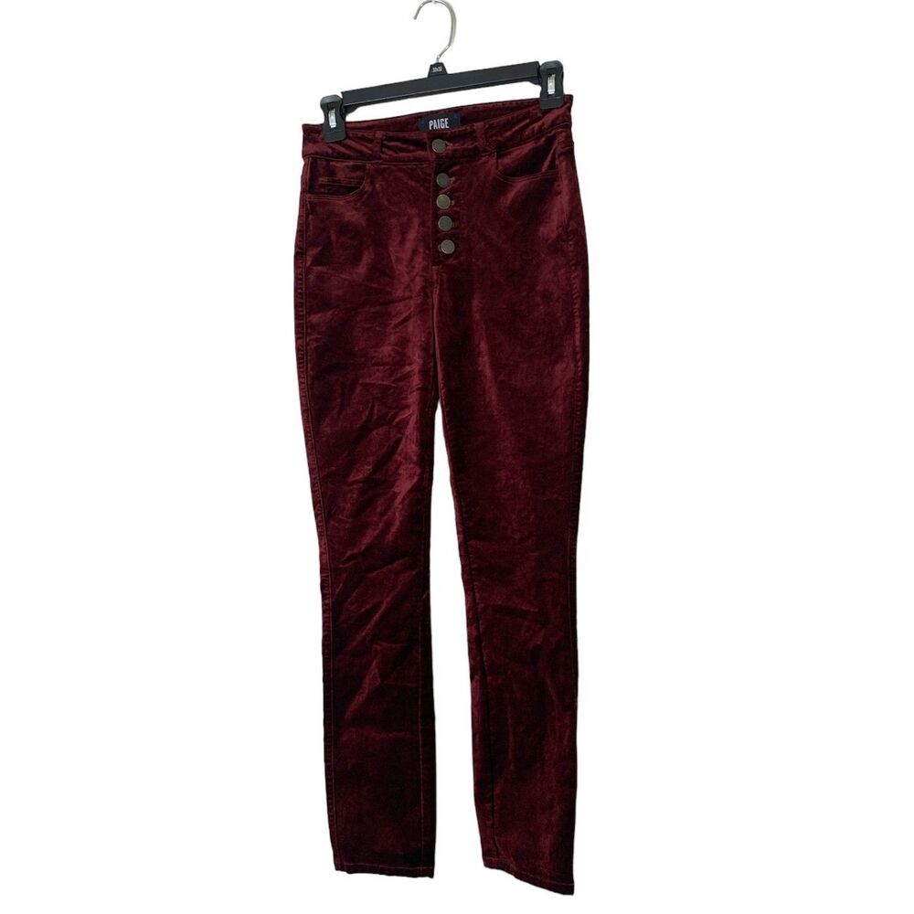 Paige Hoxton Ankle Peg Red Velvet Skinny Jeans Womens Sz 24 Button Fly